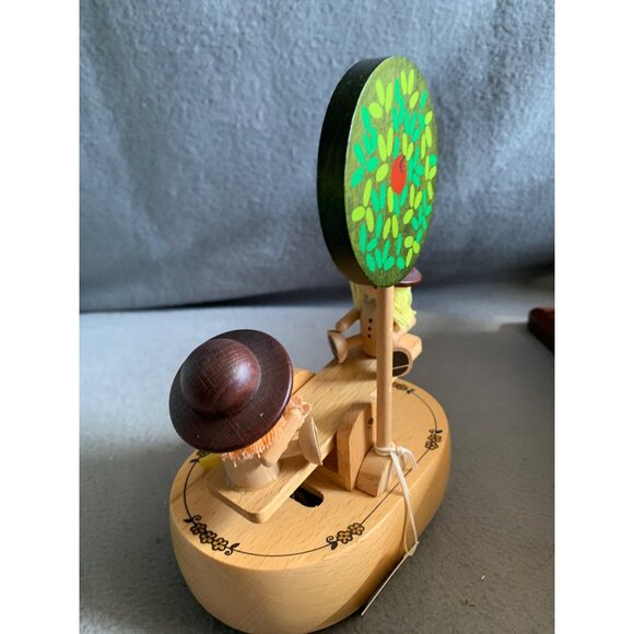 Vintage Schmid Wood Music Box With See-Saw Kids & Tree Works - Picture 5 of 14